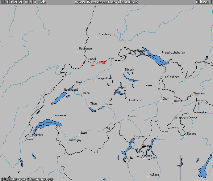 Villámtérkép Schweiz 2026-09-13 (Animáció)